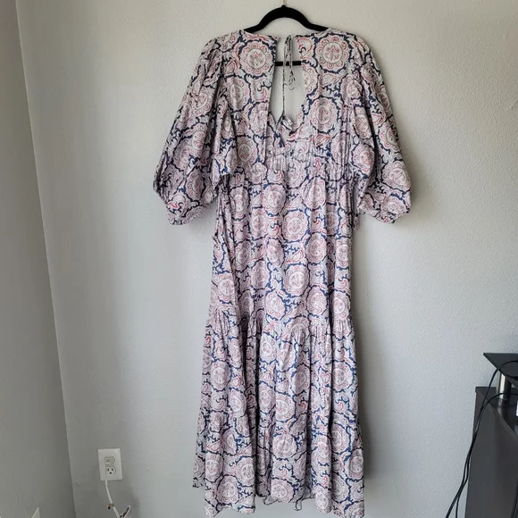Chufy X MANGO Paisley Printed Tiered Maxi Dress Size 6 Color White Paisley - Picture 12 of 16